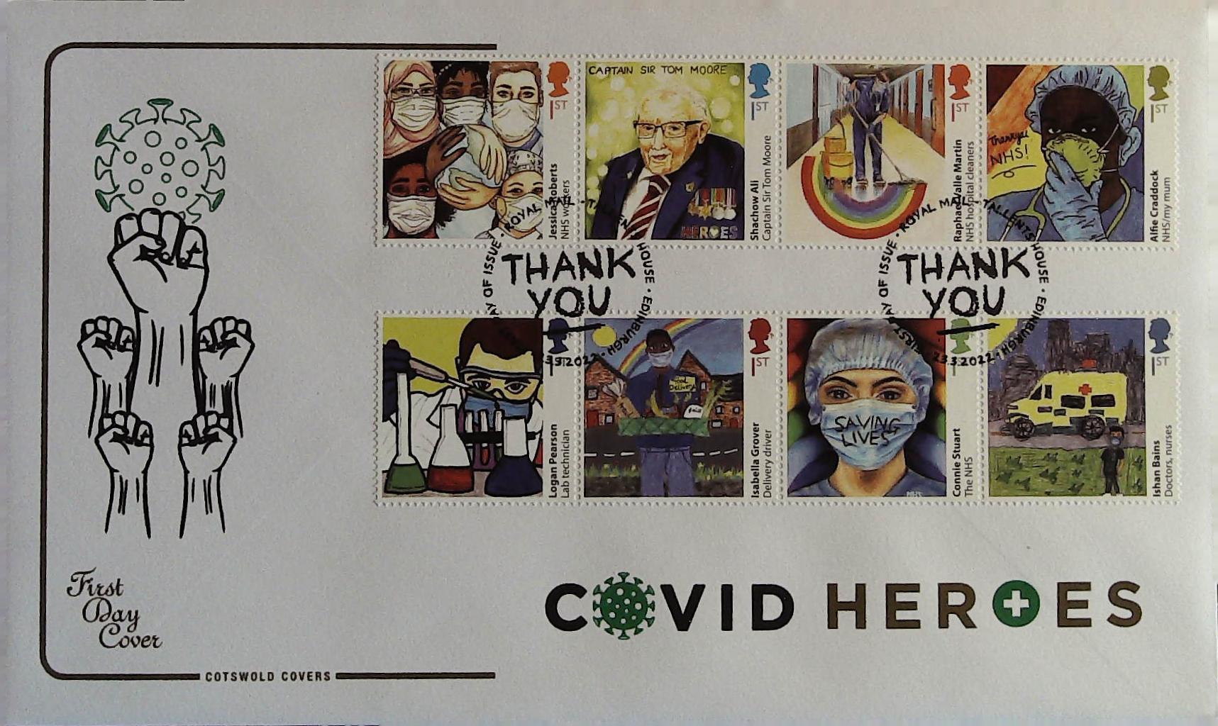 2022 COVID HEROES - COTSWOLD FDC -THANK YOU TALLENTS HOUSE EDINBURGH POSTMARK]