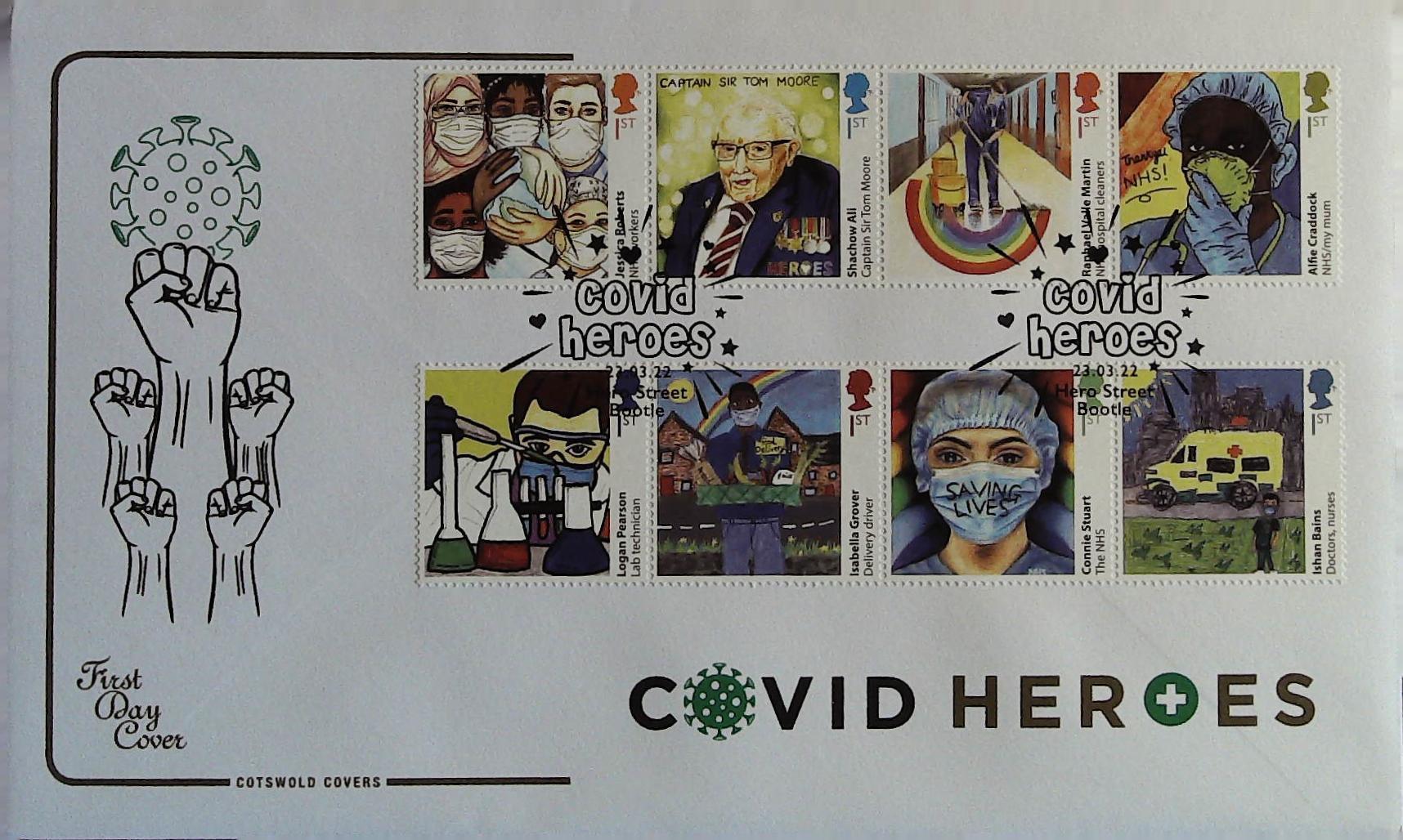 2022 COVID HEROES - COTSWOLD FDC -COVID HEROES HERO STREET BOOTLE POSTMARK - Click Image to Close