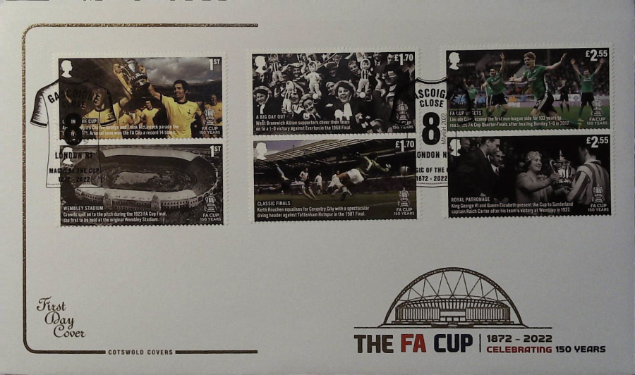 2022 The F A Cup Set SET COTSWOLD FDC - Gascoigne Close 8 London Postmark