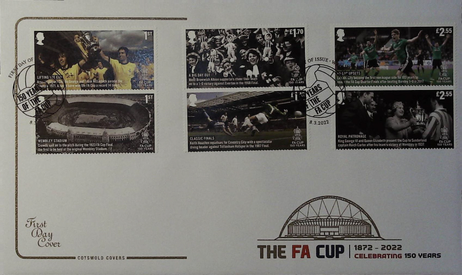 2022 The F A Cup Set SET COTSWOLD FDC -Wembley London ( 150 Years of the FA Cup ) Postmark