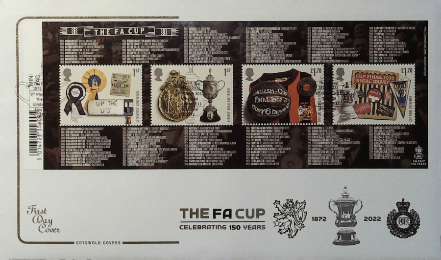 2022 The F A Cup Mini Sheet COTSWOLD FDC - The F A Cup The Oval London Postmark