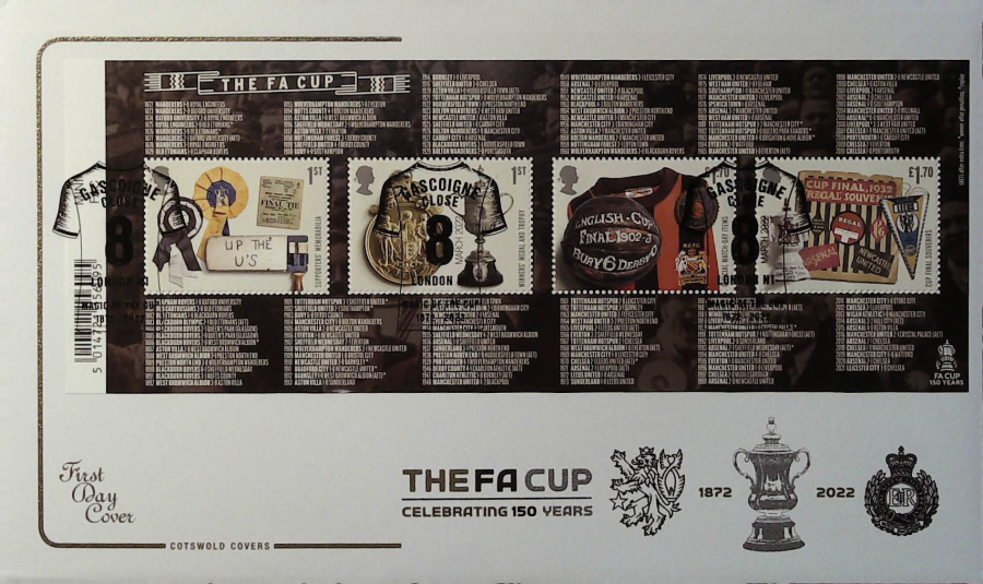 2022 The F A Cup Mini Sheet COTSWOLD FDC - Gascoigne Close London Postmark
