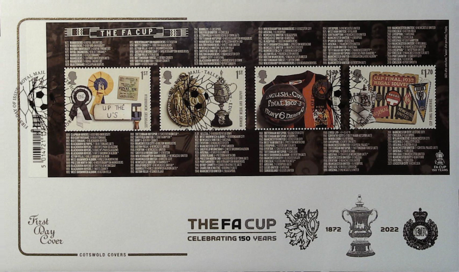 2022 The F A Cup Mini Sheet COTSWOLD FDC - F D I Royal Mail Tallents House Edinburgh Postmark