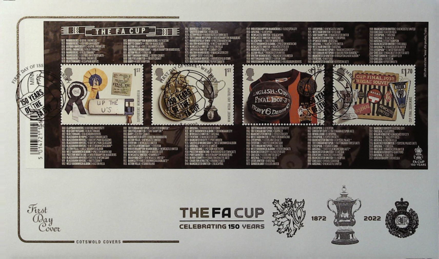 2022 The F A Cup Mini Sheet COTSWOLD FDC - F D I Wembley London ( 150 Years of the FA Cup ) Postmark