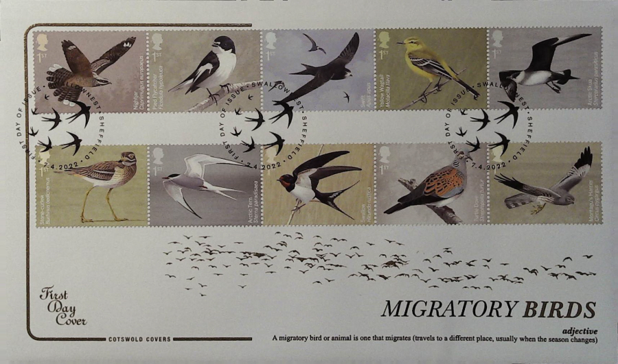 2022 Migratory Birds COTSWOLD FDC - F D I Swalloenest, Sheffield Postmark