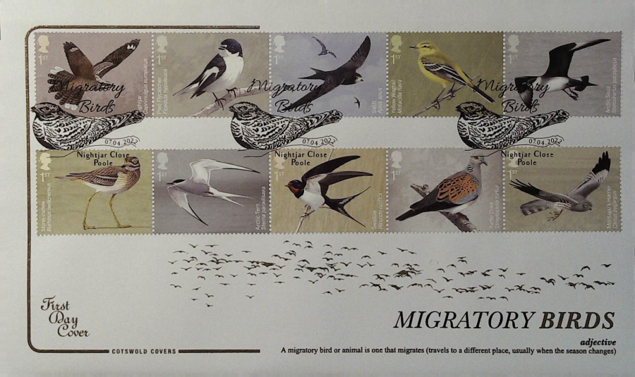 2022 Migratory Birds COTSWOLD FDC - Nightjar Close, Poole Postmark