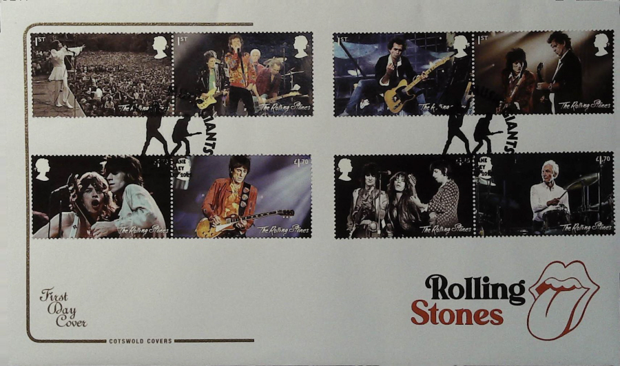 2022 ROLLING STONES SET COTSWOLD FDC - JAGGER LANE, HOPE VALLEY Postmark