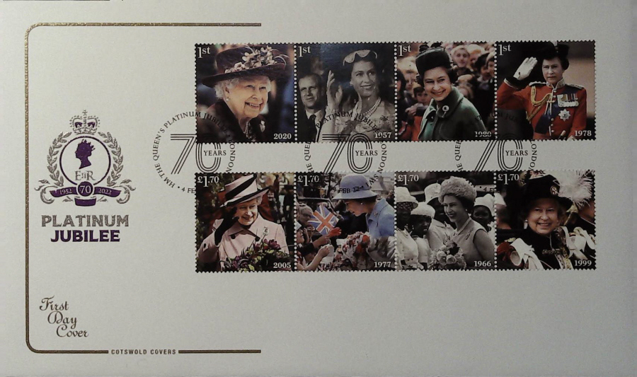 2022 QUEENS PLATINUM JUBILEE COTSWOLD FDC - 70 YEARS LONDON SW1 Postmark
