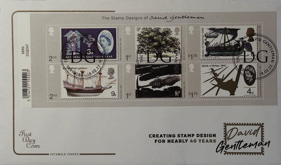 2022 Stamp Designs of David Gentleman COTSWOLD FDC - D G HARTFORD Postmark - Click Image to Close
