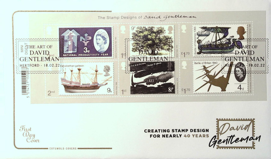 2022 Stamp Designs of David Gentleman COTSWOLD FDC - ART OF DAVID GENTLEMAN HARTFORD Postmark