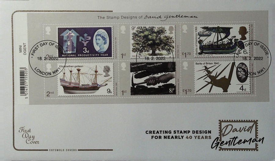2022 Stamp Designs of David Gentleman COTSWOLD FDC - FDI LONDON NW1 NON PICTORIAL Postmark