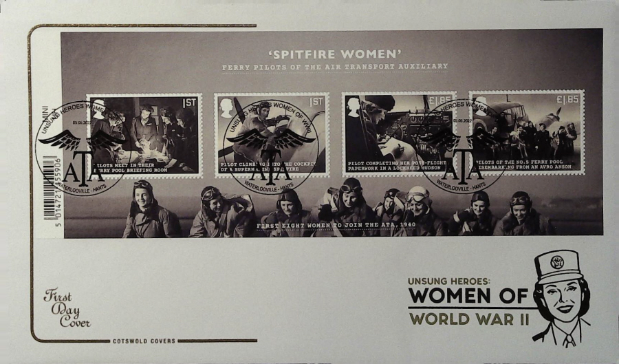2022 Unsung Heroes Women of World War 11 MINI SHEET COTSWOLD FDC -Waterlooville, Hants Postmark