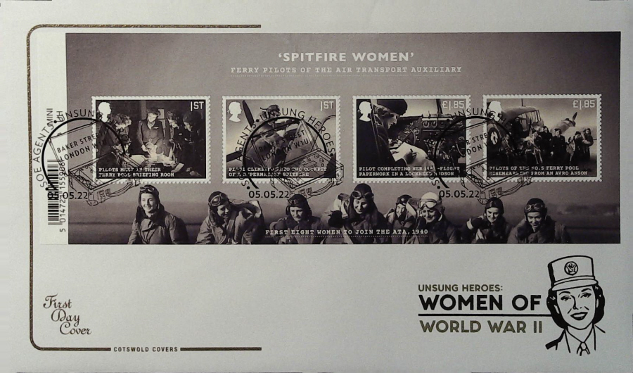 2022 Unsung Heroes Women of World War 11 MINI SHEET COTSWOLD FDC -BAKER STREET, LONDON W1U Postmark