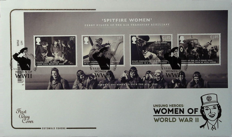2022 Unsung Heroes Women of World War 11 MINI SHEET COTSWOLD FDC -WILMSLOW Postmark