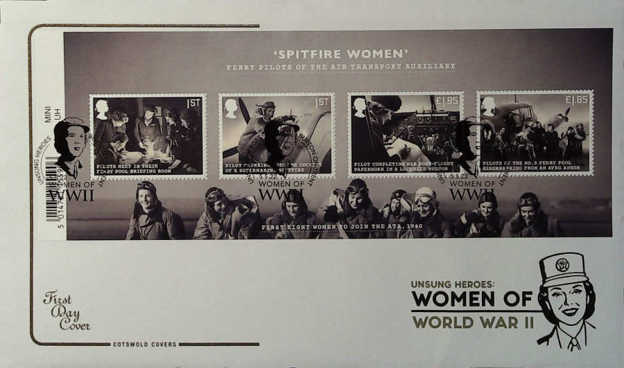 2022 Unsung Heroes Women of World War 11 MINI SHEET COTSWOLD FDC -BURTON-ON-TRENT Postmark
