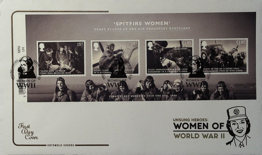 2022 Unsung Heroes Women of World War 11 MINI SHEET COTSWOLD FDC - HATFIELD Postmark