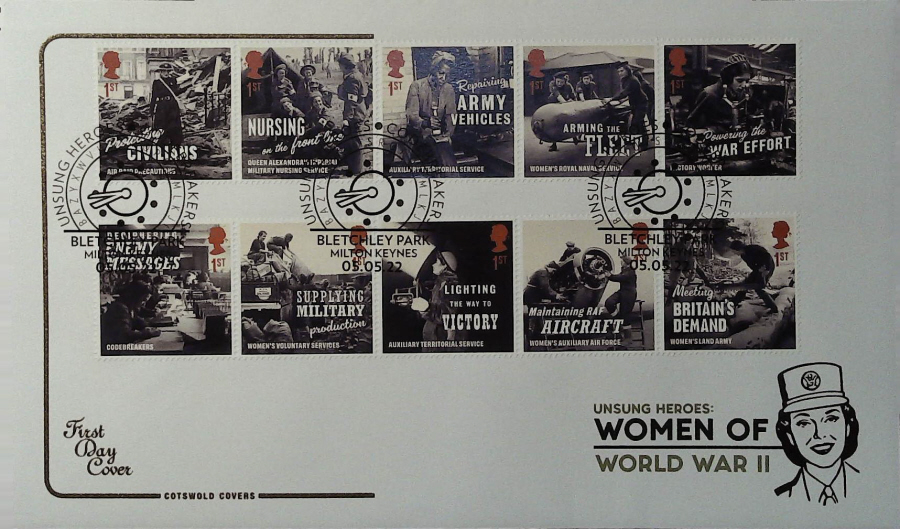 2022 Unsung Heroes Women of World War 11 SET STUART FDC -Unsung Heroes BAKER ST, LONDON Postmark