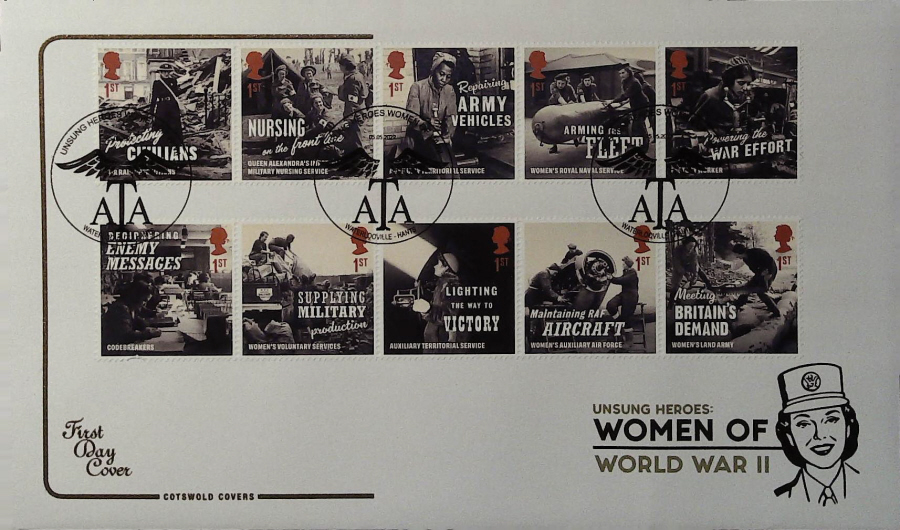 2022 Unsung Heroes Women of World War 11 SET COTSWOLD FDC -Waterlooville, Hants Postmark