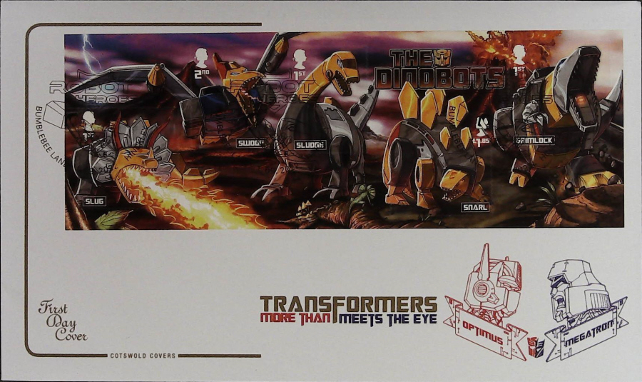 2022 TRANSFORMERS MINI SHEET COTSWOLD FDC - Bumblebee Lane, Hinckley Postmark