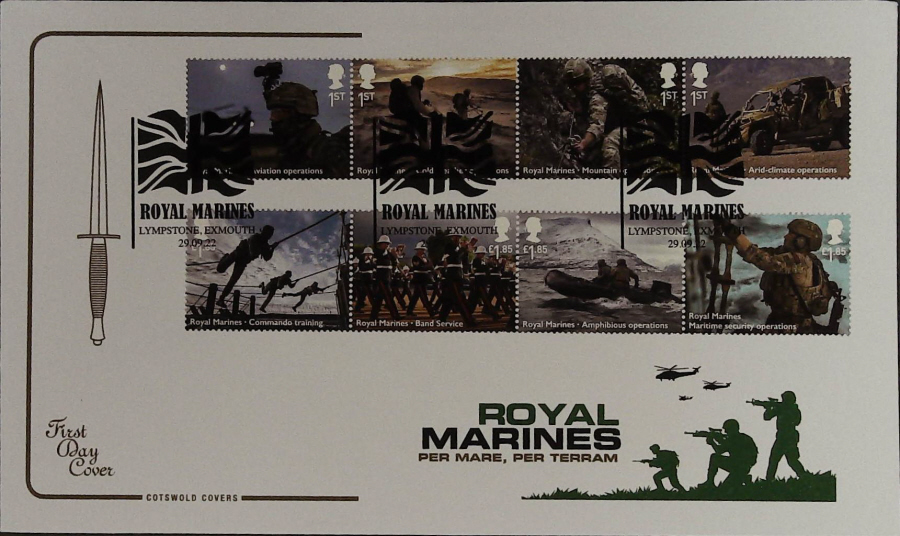 2022 ROYAL MARINES SET COTSWOLD FDC - Royal Marines, Lympstone,Exmouth Postmark
