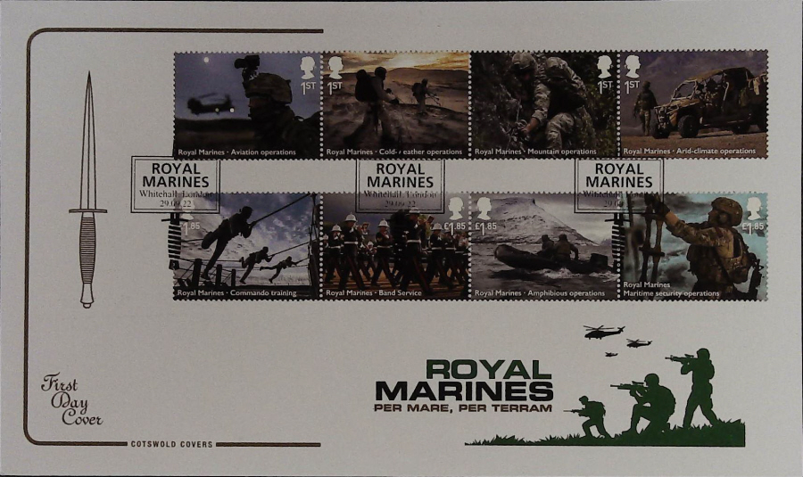 2022 ROYAL MARINES SET COTSWOLD FDC - Whitehall, London Postmark