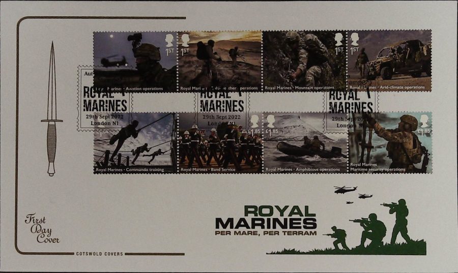 2022 ROYAL MARINES SET COTSWOLD FDC -Royal Marines, London N1 , Postmark