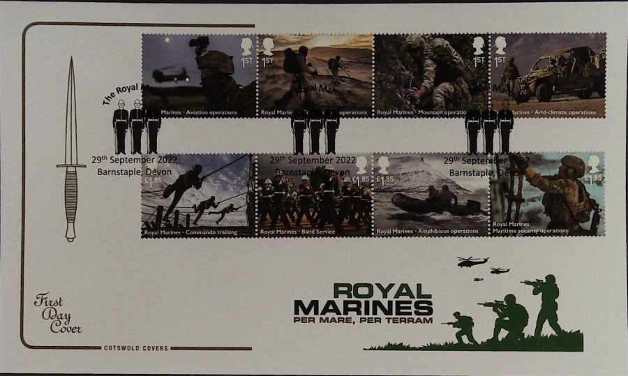 2022 ROYAL MARINES SET COTSWOLD FDC -Barnstable, Devon Postmark