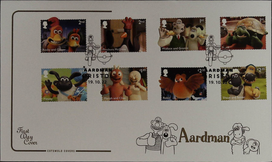 2022 Aardman Set SET COTSWOLD FDC -Bristol Motorcycle Postmark