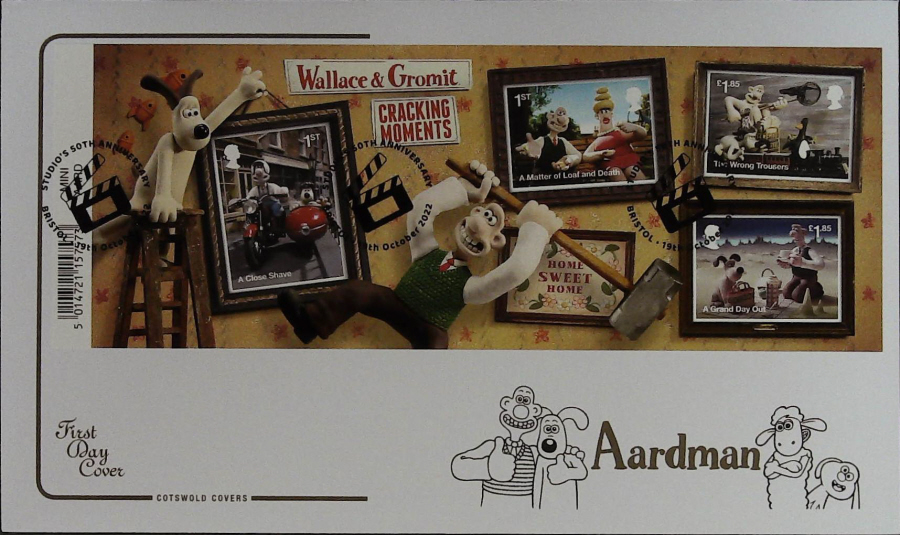 2022 Aardman Set SET COTSWOLD FDC -Ormskirk Studios 50th Anniversary Postmark