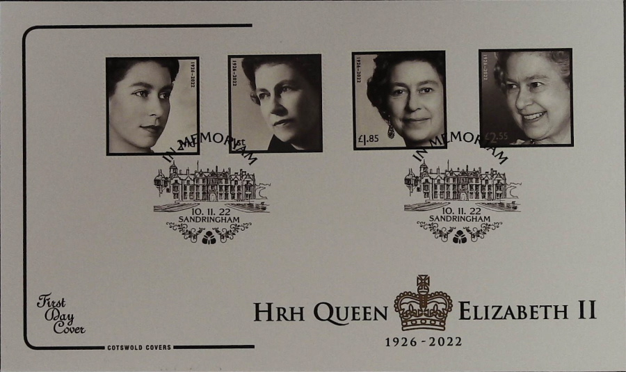 2022 HM QUEEN ELIZABETH 11 IN MEMORIAM COTSWOLD FDC - SANDRINGHAM Postmark