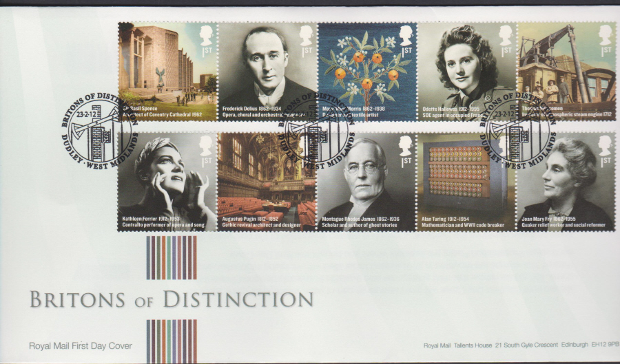 2012 - Britons of Distinction First Day Cover - Dudley West Midlands Postmark - Click Image to Close