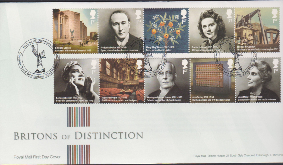 2012 - Britons of Distinction First Day Cover - Coventry Rd Birmingham Postmark - Click Image to Close