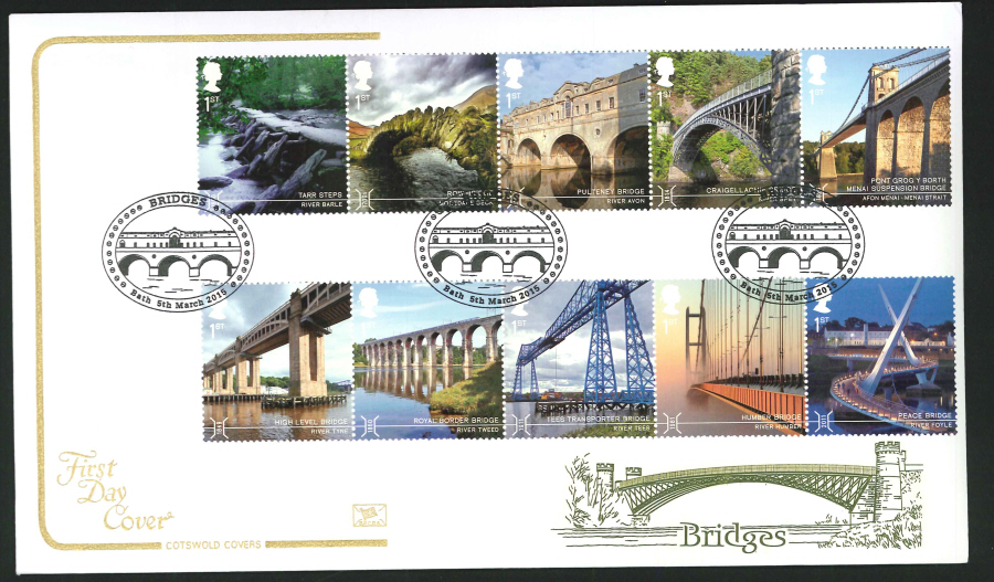 2015 Bridges First Day Cover,Cotswold, Bath Postmark