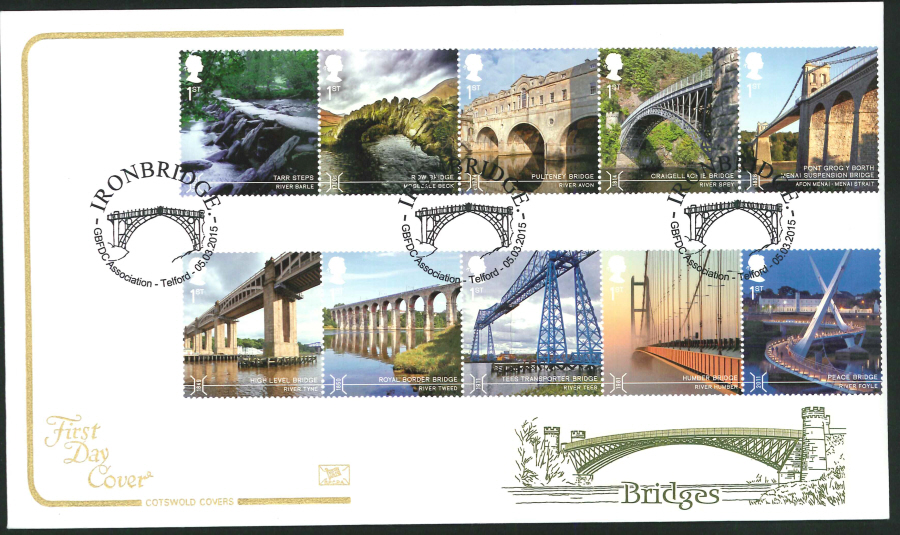 2015 Bridges First Day Cover,Cotswold, Ironbridge Postmark
