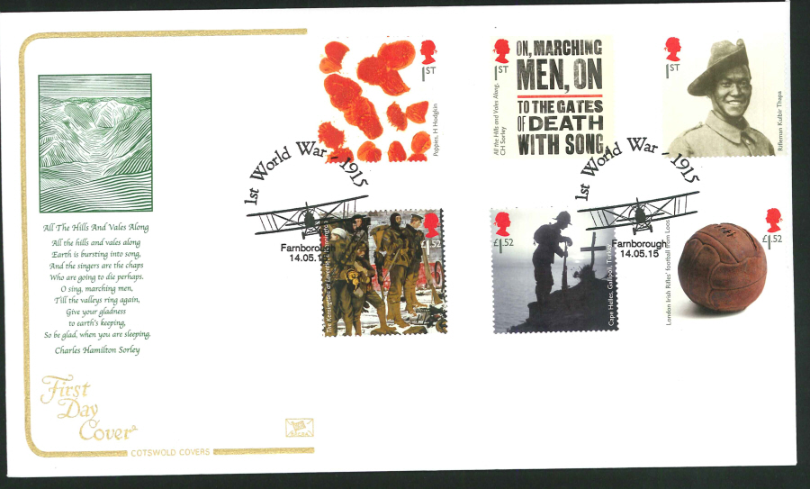 2015 The Great War First Day Cover,Cotswold,Farnborough Postmark