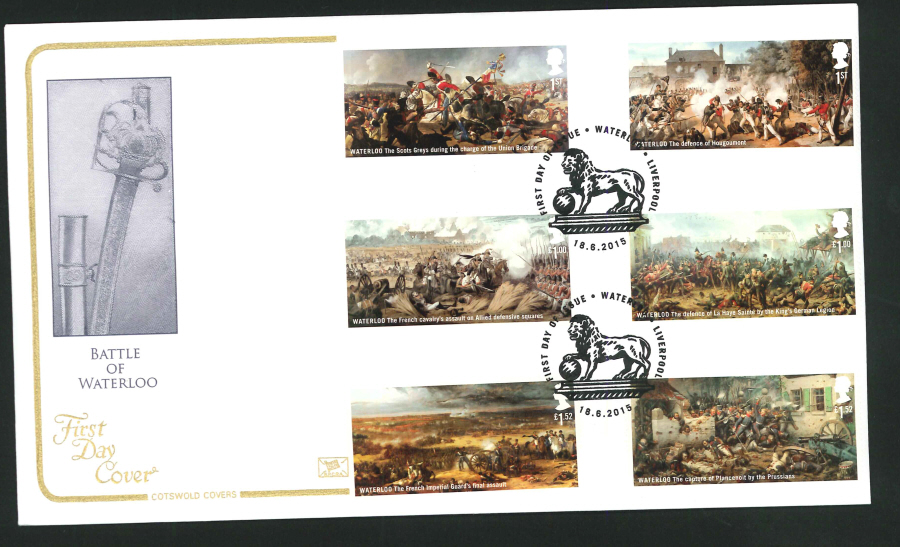 2015 - Waterloo Set First Day Cover, Cotswold, FDI Liverpool Postmark
