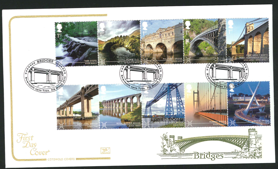 2015 Cotswold Bridges First Day Cover, Newcastle upon Tyne Postmark