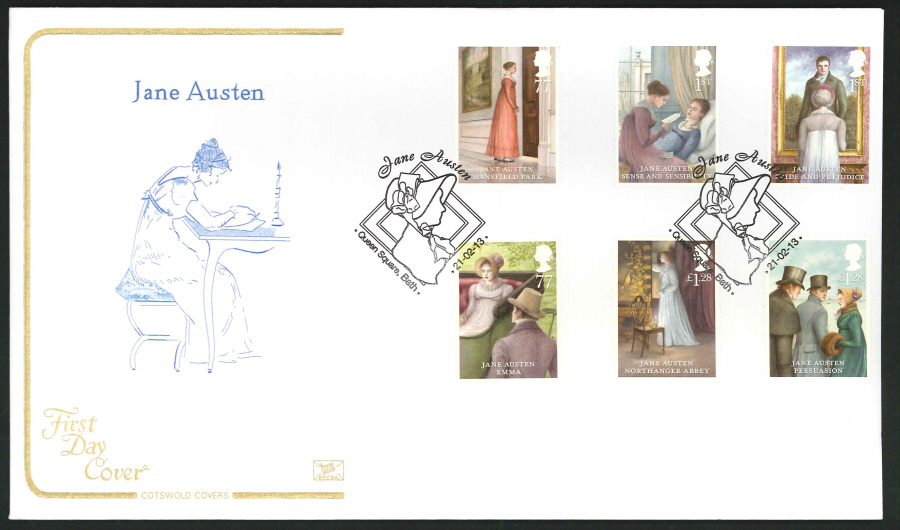 2013 - Jane Austen Cotswold First Day Cover, Chawton Alton Hat Feather Postmark