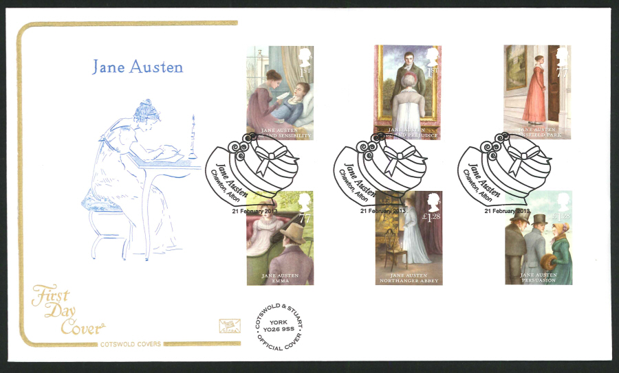 2013 - Jane Austen Cotswold First Day Cover, Chawton Alton Hat Diff Postmark