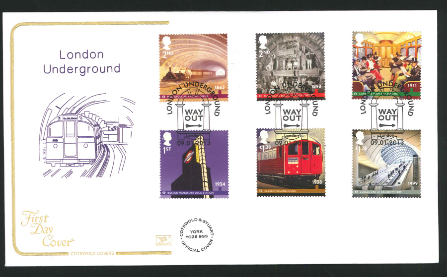 2013 - London Underground Set Cotswold First Day Cover, London Way Out Postmark