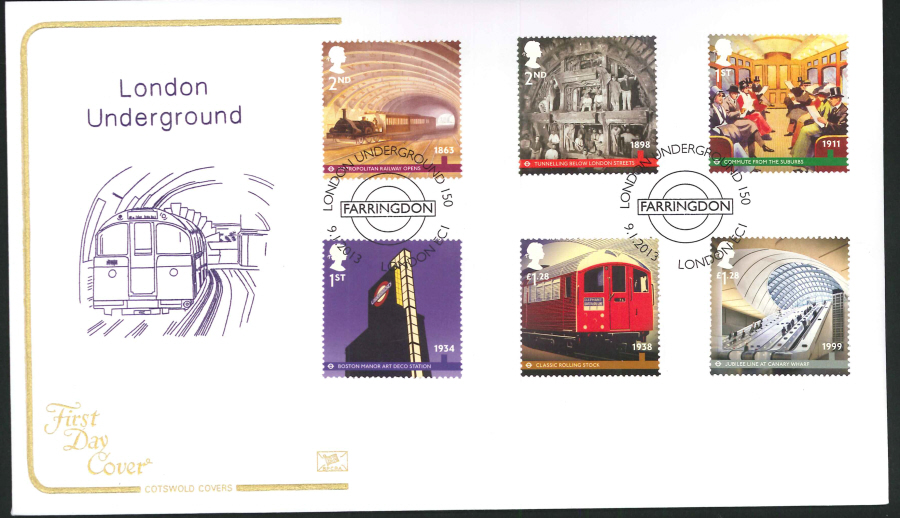 2013 - London Underground Set Cotswold First Day Cover, Paddington W2 Postmark