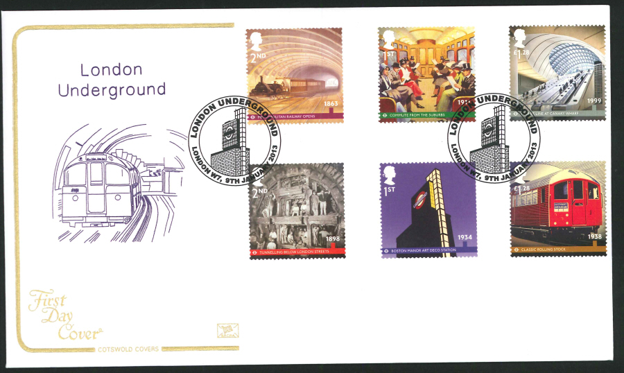 2013 - London Underground Set Cotswold First Day Cover, London W7 Postmark