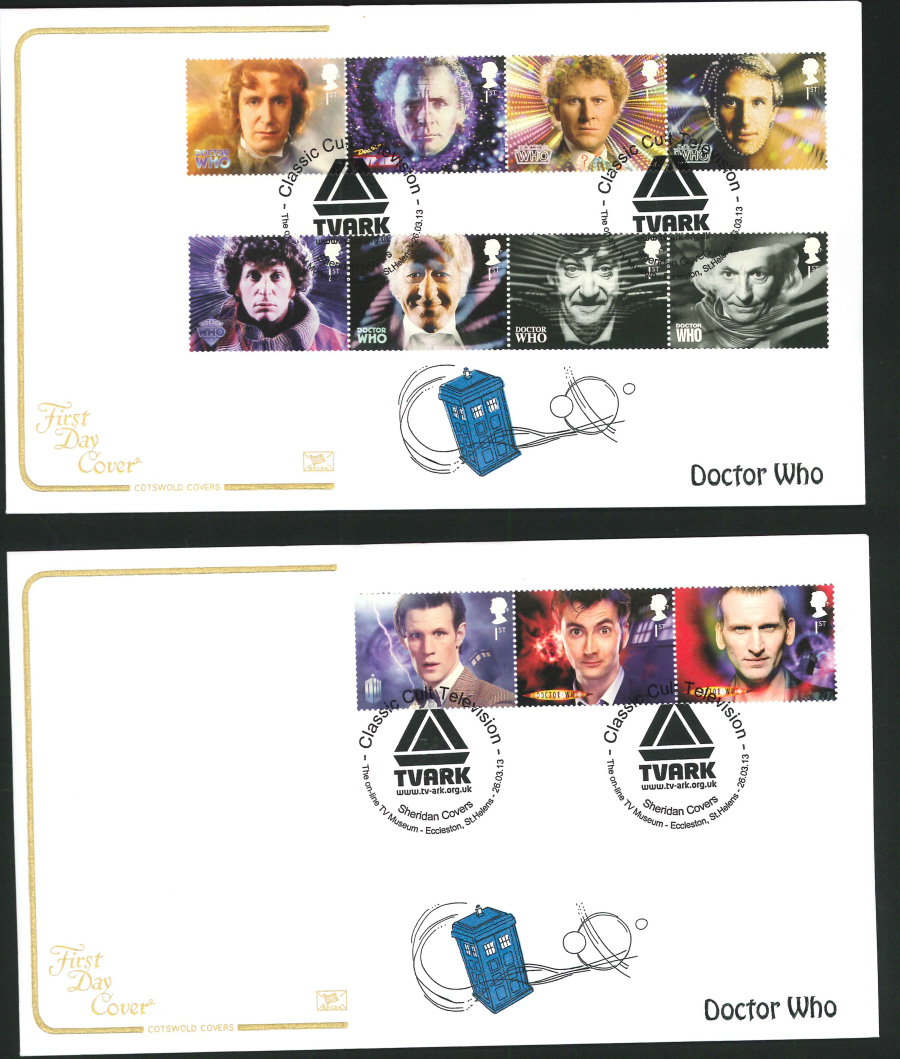 2013 - Dr. Who Set Cotswold FDC TV Museum Handstamp