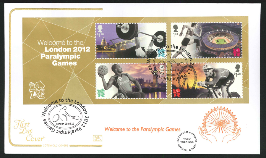 2012 - Paralympic Games Mini Sheet Cotswold First Day Cover, London Tennis Postmark
