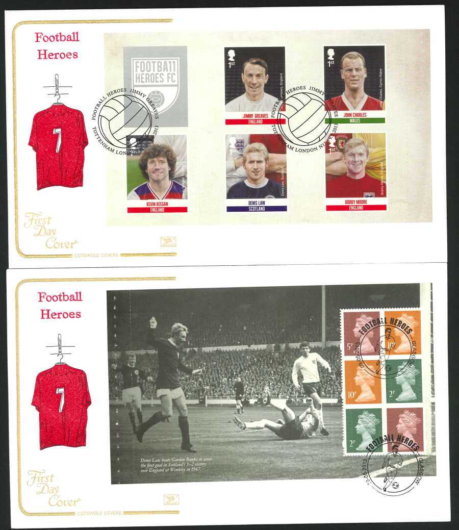 2013 -Football Heroes PSB Cotswold First Day Covers,4 different Postmarks
