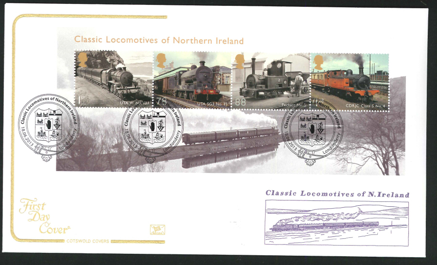 2013 - Classic Locomotives of Northern Ireland Cotswold First Day Cover,Londonderry Postmark