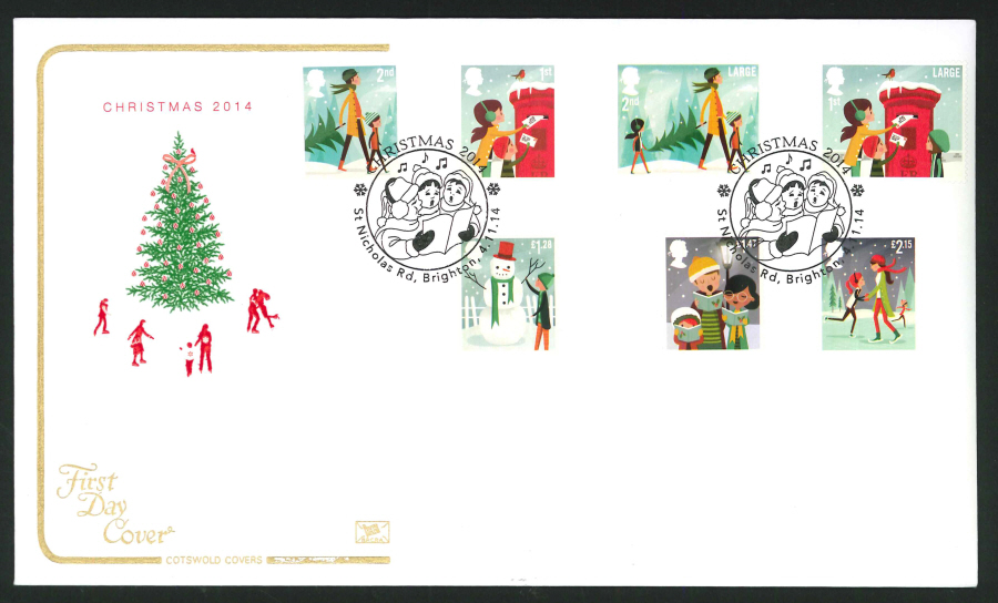 2014 Christmas Set,COTSWOLD, FDC St Nicholas Rd Handstamp - Click Image to Close