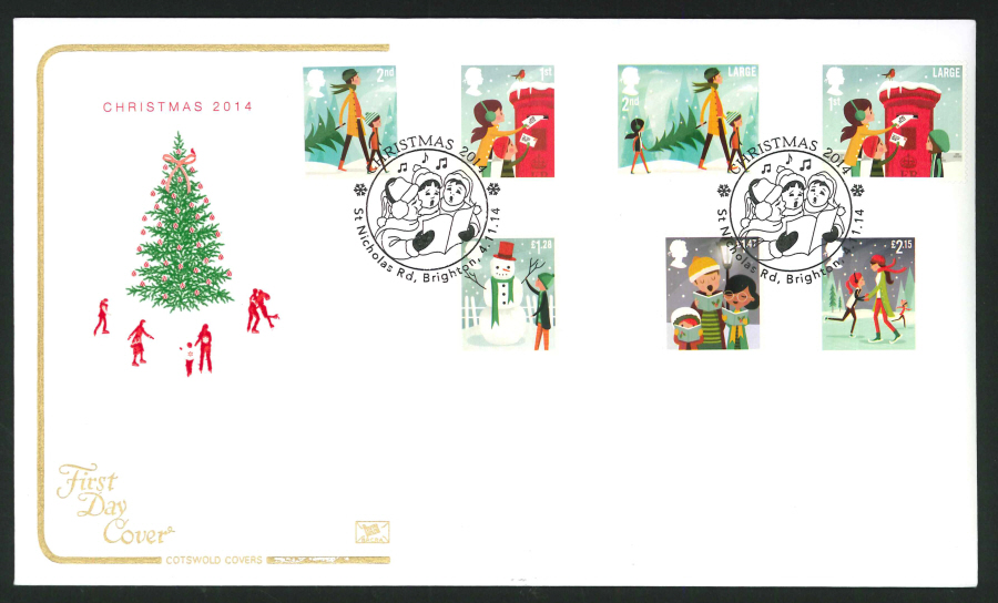 2014 Christmas Set,COTSWOLD, FDC St Nicholas Rd Handstamp