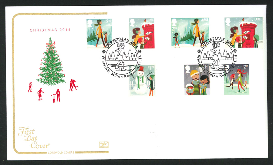 2014 Christmas Set,COTSWOLD, FDC Winterhill Handstamp