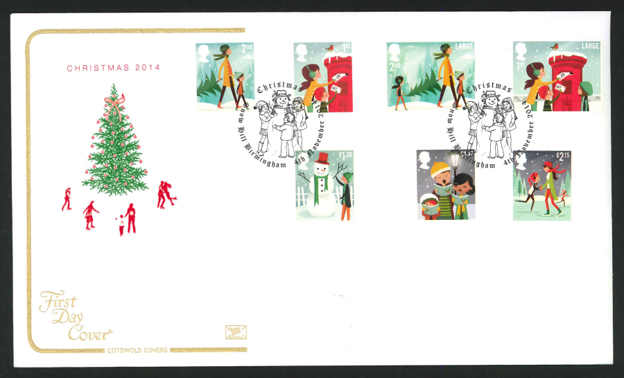 2014 Christmas Set,COTSWOLD, FDC Snow Hill Birmingham Handstamp